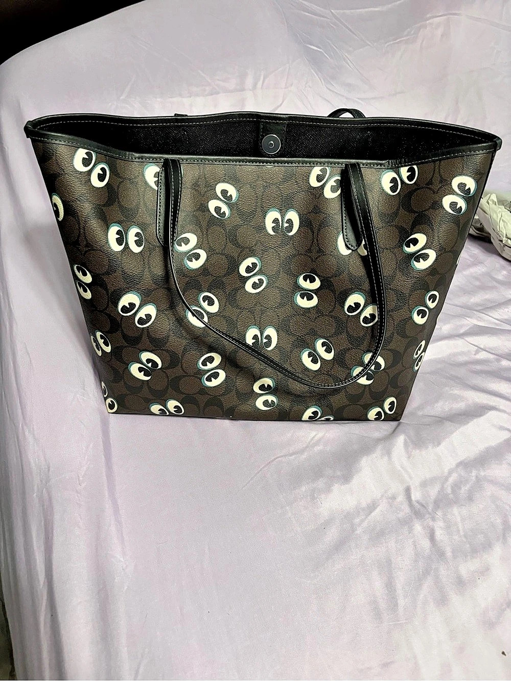 Coach Signature Spooky Eyes Halloween Tote Brown Black